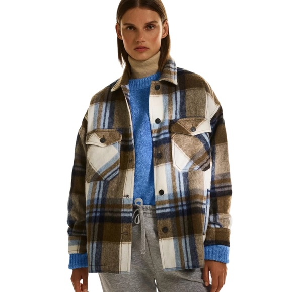 Zara Plaid Wool Blend Shacket - Picture 9 of 9